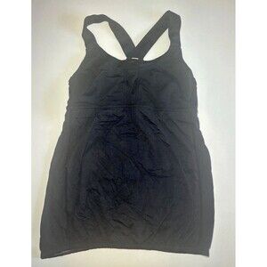 Lululemon Black Ruffle Tank Top Size 6 Yoga Sleeveless Shirt Cross Back Bra